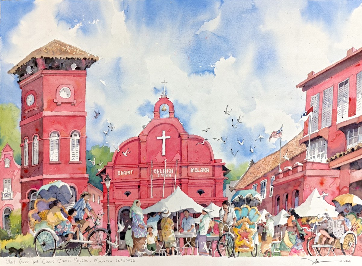 Clock Tower And Christ Church Square, Malacca by Alex Leong