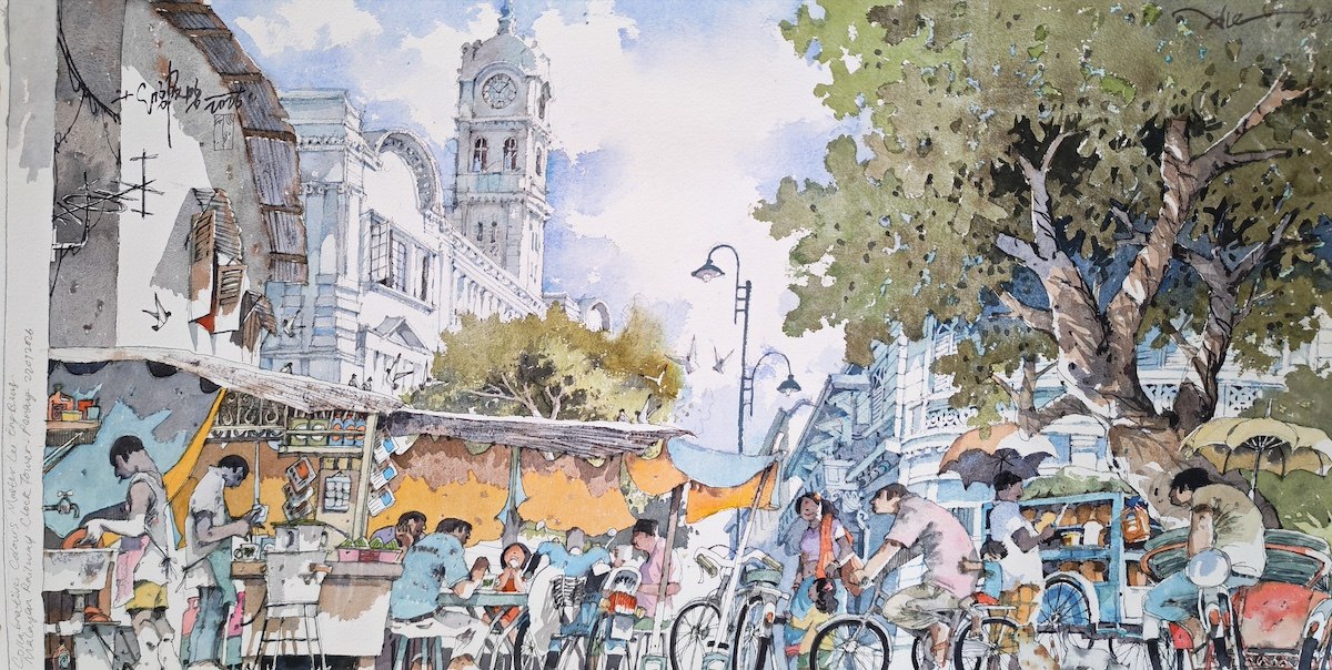 Collaborative Colours - Master Lee Eng Beng - Malayan Railway Clock Tower, Penang by Alex Leong