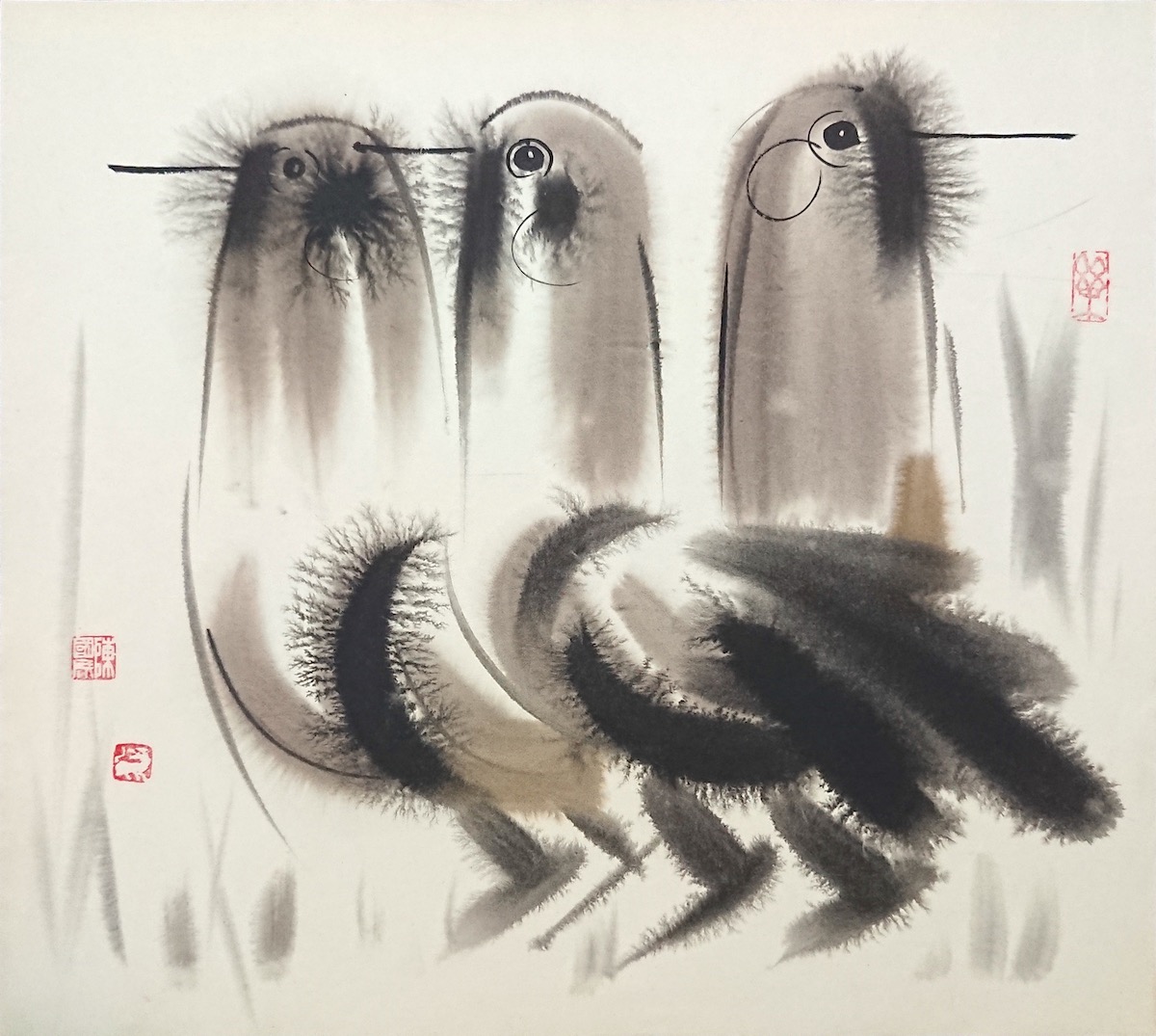 Three Birds Standing by Chen GuoCheng【陈国成】