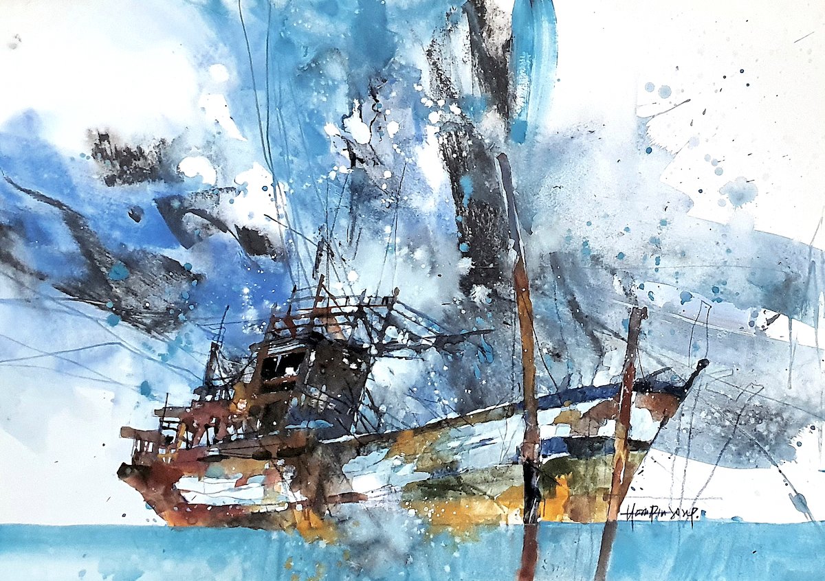 A boat. A horizon. Silence between VI by Kek Hoon Pin