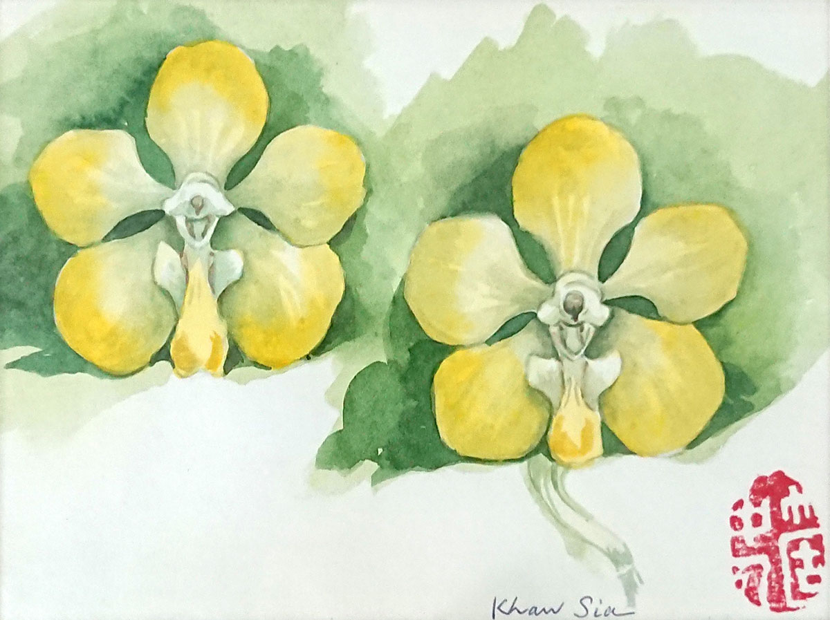 Two Yellow Vanda Orchids by Khaw Sia